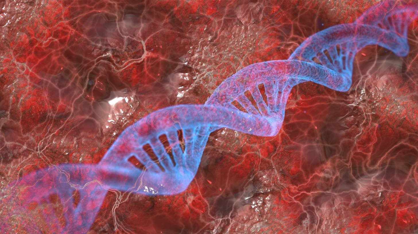 dna with blood background