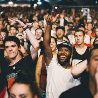 crowd of people with different blood types